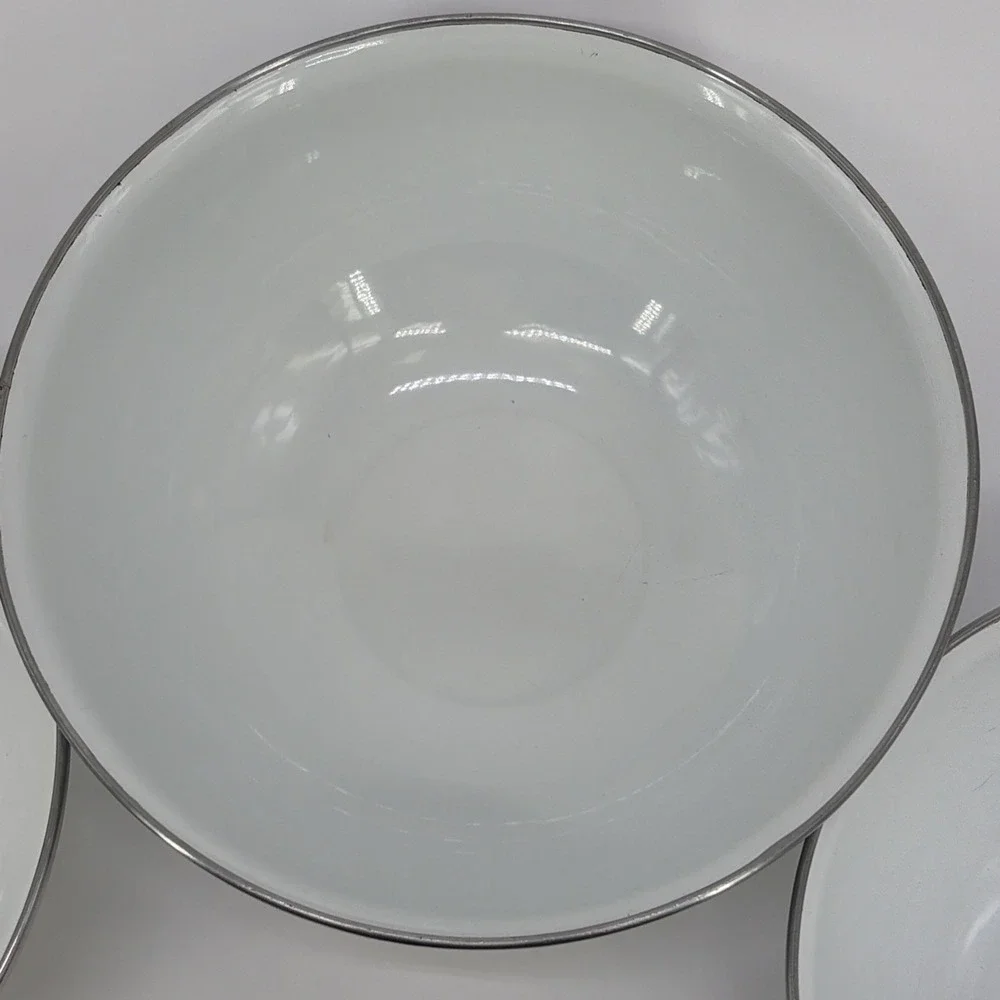 3 Vintage  Enameled Mixing Bowls Iris / Floral pattern GMI - Dishwasher Safe